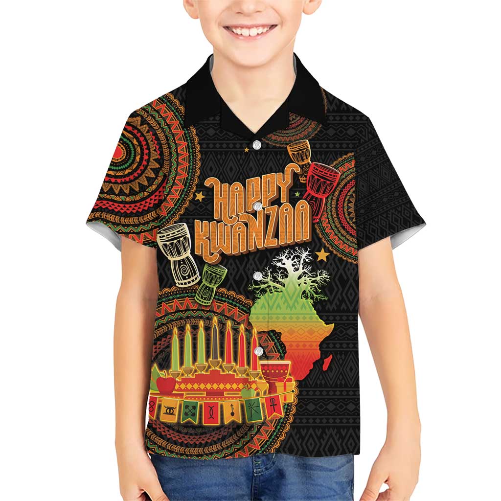 Kwanzaa Kinara Candles Kid Hawaiian Shirt African Tribal Pattern LT05 - Wonder Print Shop
