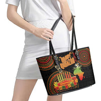 Kwanzaa Kinara Candles Leather Tote Bag African Tribal Pattern LT05 - Wonder Print Shop