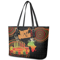 Kwanzaa Kinara Candles Leather Tote Bag African Tribal Pattern LT05 - Wonder Print Shop