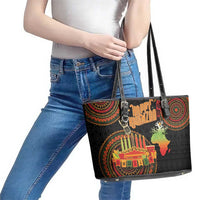 Kwanzaa Kinara Candles Leather Tote Bag African Tribal Pattern LT05 - Wonder Print Shop