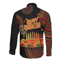 Kwanzaa Kinara Candles Long Sleeve Button Shirt African Tribal Pattern LT05 - Wonder Print Shop