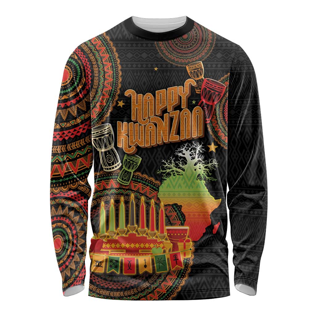 Kwanzaa Kinara Candles Long Sleeve Shirt African Tribal Pattern LT05 - Wonder Print Shop