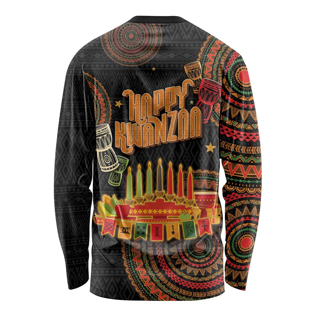 Kwanzaa Kinara Candles Long Sleeve Shirt African Tribal Pattern LT05 - Wonder Print Shop