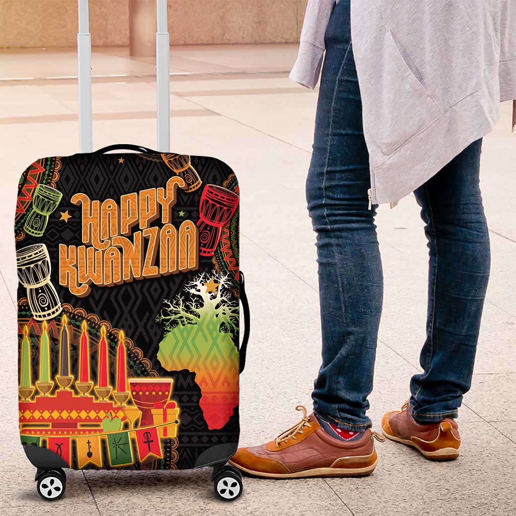 Kwanzaa Kinara Candles Luggage Cover African Tribal Pattern LT05 - Wonder Print Shop