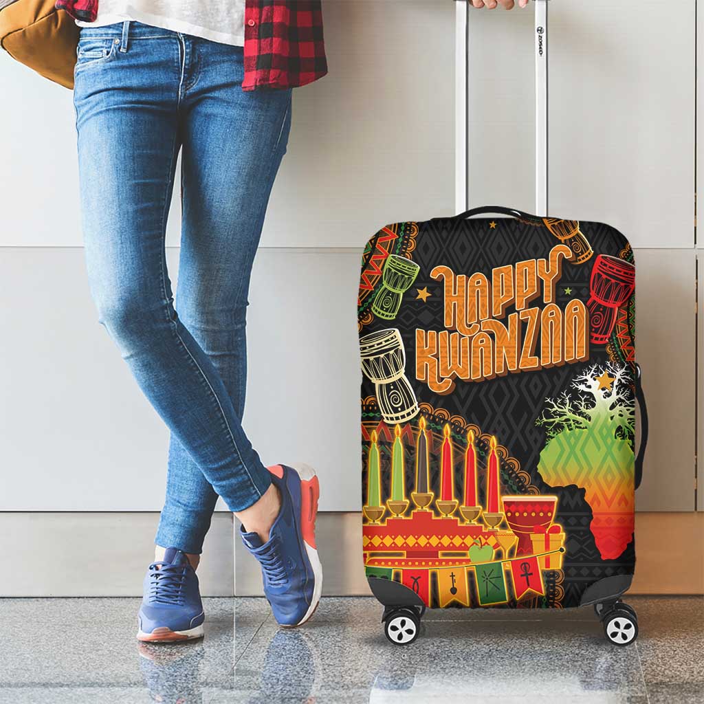 Kwanzaa Kinara Candles Luggage Cover African Tribal Pattern LT05 - Wonder Print Shop