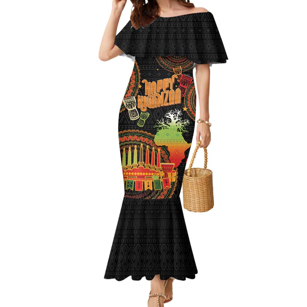 Kwanzaa Kinara Candles Mermaid Dress African Tribal Pattern LT05 - Wonder Print Shop