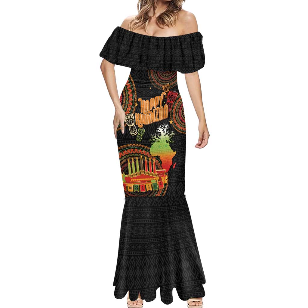 Kwanzaa Kinara Candles Mermaid Dress African Tribal Pattern LT05 - Wonder Print Shop