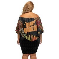 Kwanzaa Kinara Candles Off Shoulder Short Dress African Tribal Pattern LT05 - Wonder Print Shop