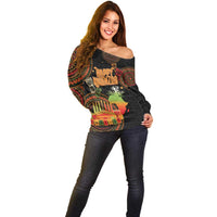 Kwanzaa Kinara Candles Off Shoulder Sweater African Tribal Pattern LT05 - Wonder Print Shop