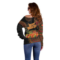 Kwanzaa Kinara Candles Off Shoulder Sweater African Tribal Pattern LT05 - Wonder Print Shop