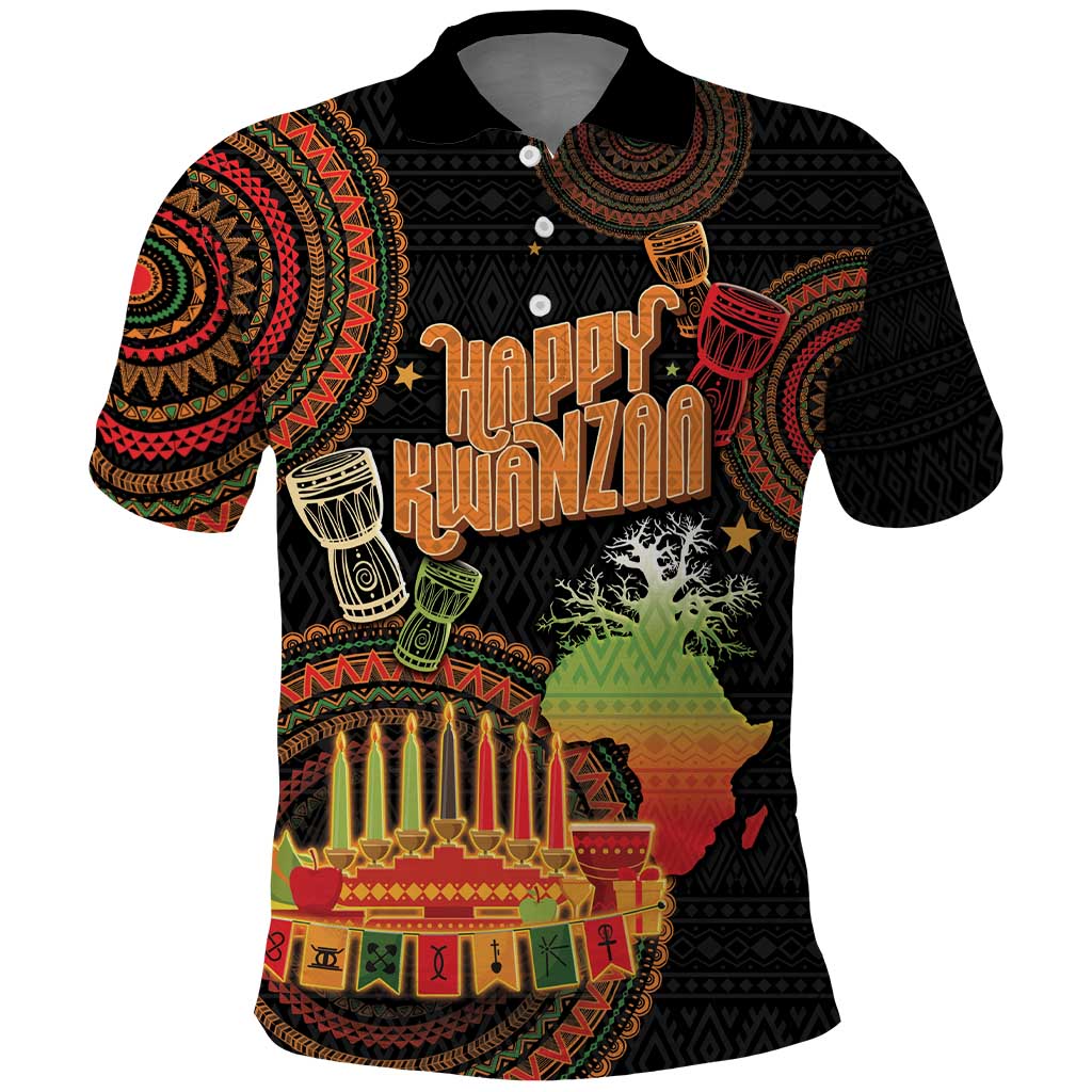 Kwanzaa Kinara Candles Polo Shirt African Tribal Pattern LT05 - Wonder Print Shop