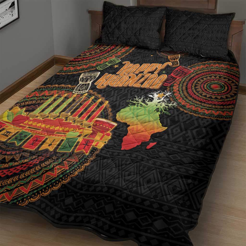 Kwanzaa Kinara Candles Quilt Bed Set African Tribal Pattern LT05 - Wonder Print Shop