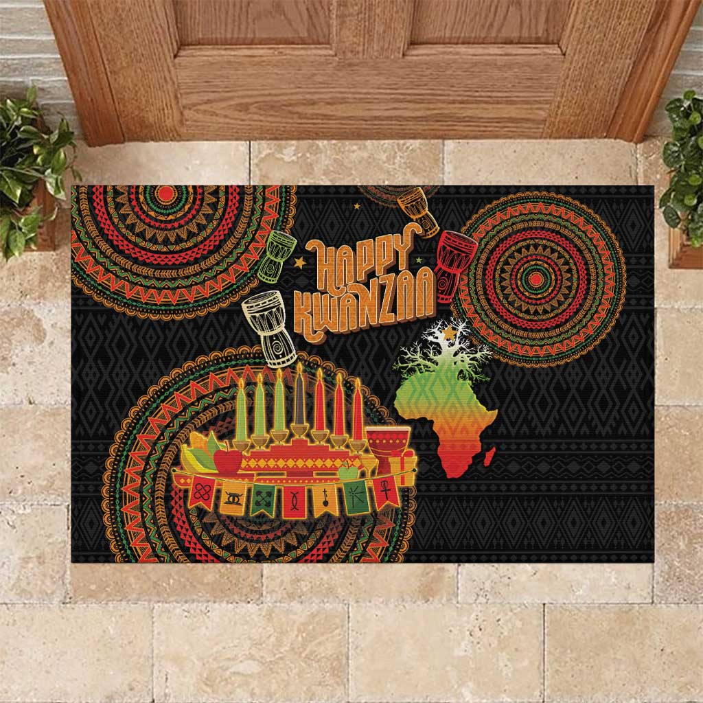 Kwanzaa Kinara Candles Rubber Doormat African Tribal Pattern LT05 - Wonder Print Shop