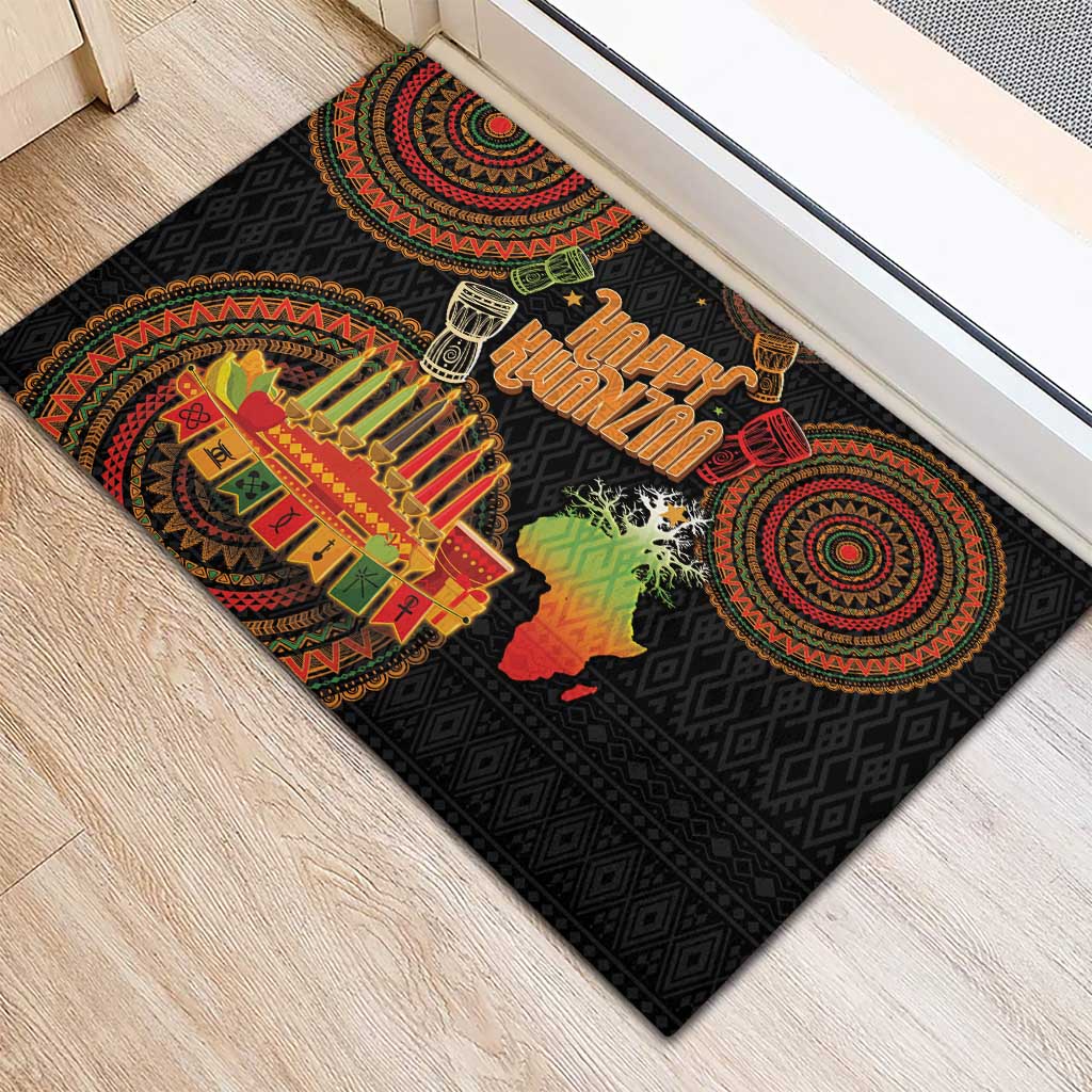 Kwanzaa Kinara Candles Rubber Doormat African Tribal Pattern LT05 - Wonder Print Shop