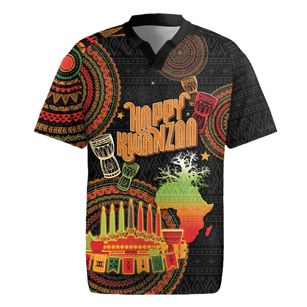 Kwanzaa Kinara Candles Rugby Jersey African Tribal Pattern LT05 - Wonder Print Shop