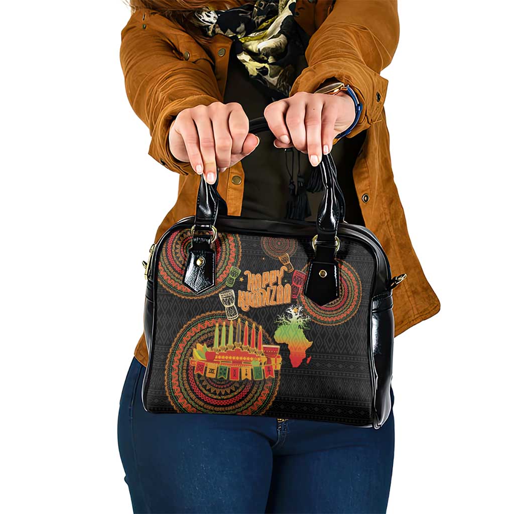 Kwanzaa Kinara Candles Shoulder Handbag African Tribal Pattern