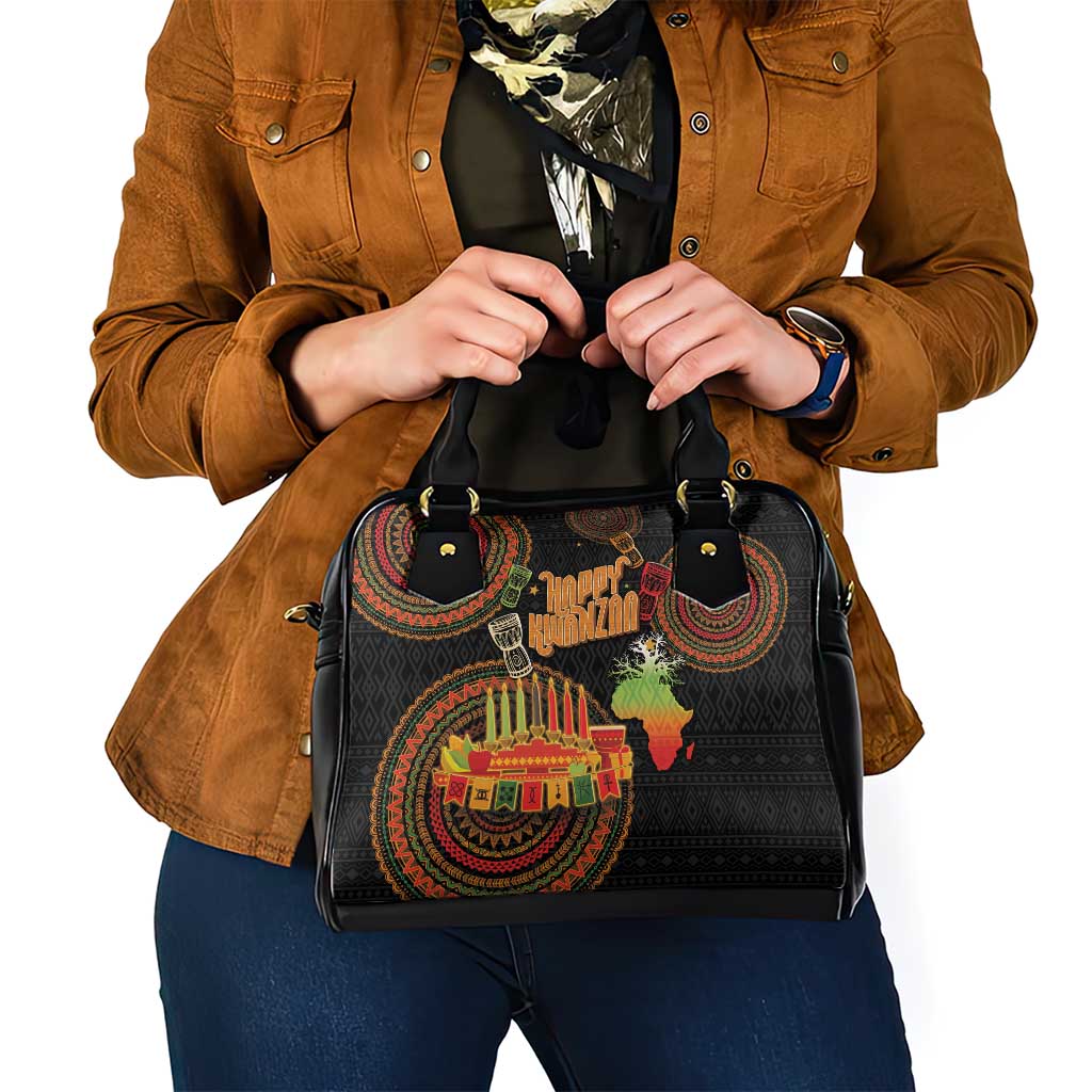 Kwanzaa Kinara Candles Shoulder Handbag African Tribal Pattern