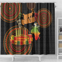 Kwanzaa Kinara Candles Shower Curtain African Tribal Pattern
