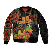 Kwanzaa Kinara Candles Sleeve Zip Bomber Jacket African Tribal Pattern LT05 - Wonder Print Shop