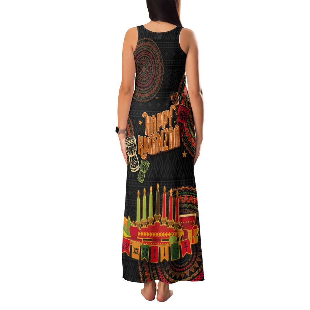 Kwanzaa Kinara Candles Tank Maxi Dress African Tribal Pattern LT05 - Wonder Print Shop