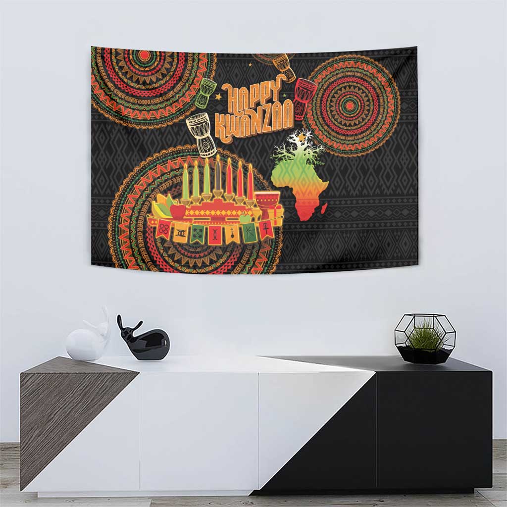 Kwanzaa Kinara Candles Tapestry African Tribal Pattern LT05 - Wonder Print Shop