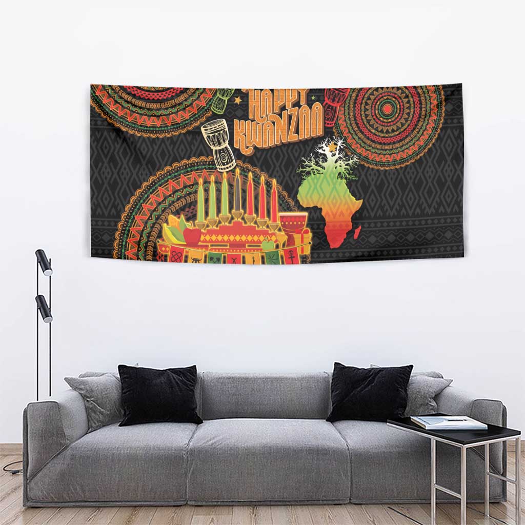 Kwanzaa Kinara Candles Tapestry African Tribal Pattern LT05 - Wonder Print Shop