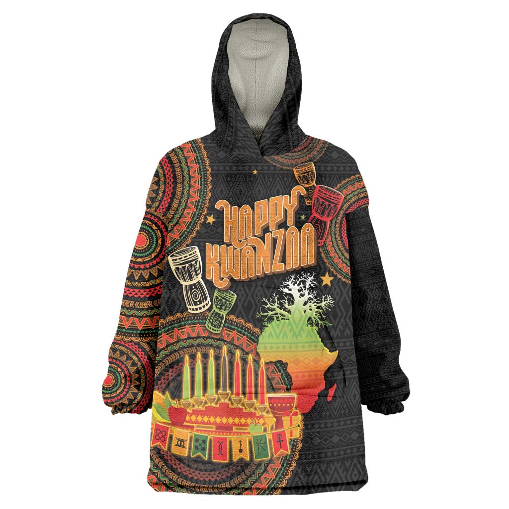 Kwanzaa Kinara Candles Wearable Blanket Hoodie African Tribal Pattern LT05 - Wonder Print Shop