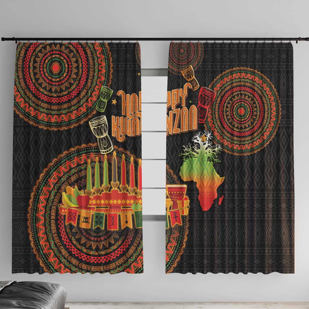 Kwanzaa Kinara Candles Window Curtain African Tribal Pattern LT05 - Wonder Print Shop