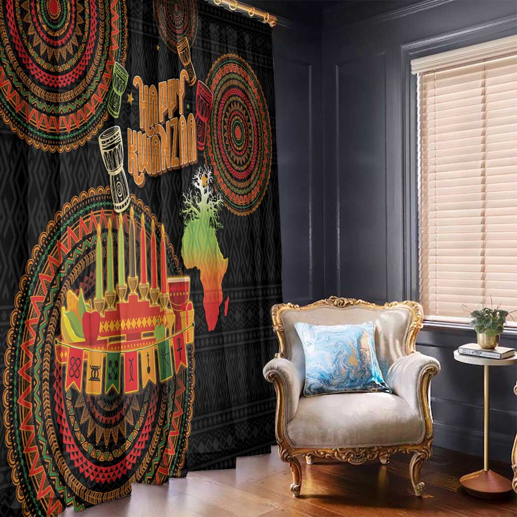 Kwanzaa Kinara Candles Window Curtain African Tribal Pattern LT05 - Wonder Print Shop