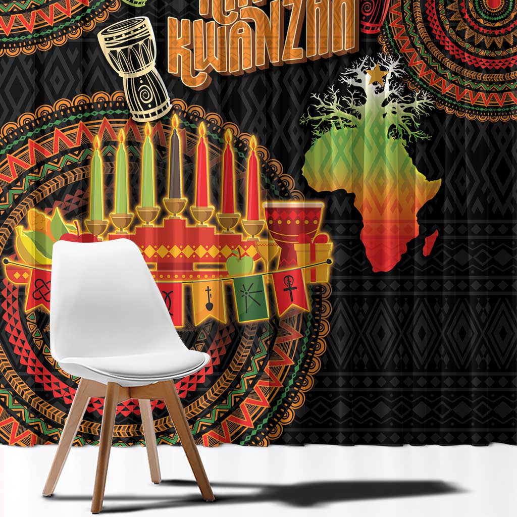 Kwanzaa Kinara Candles Window Curtain African Tribal Pattern LT05 - Wonder Print Shop