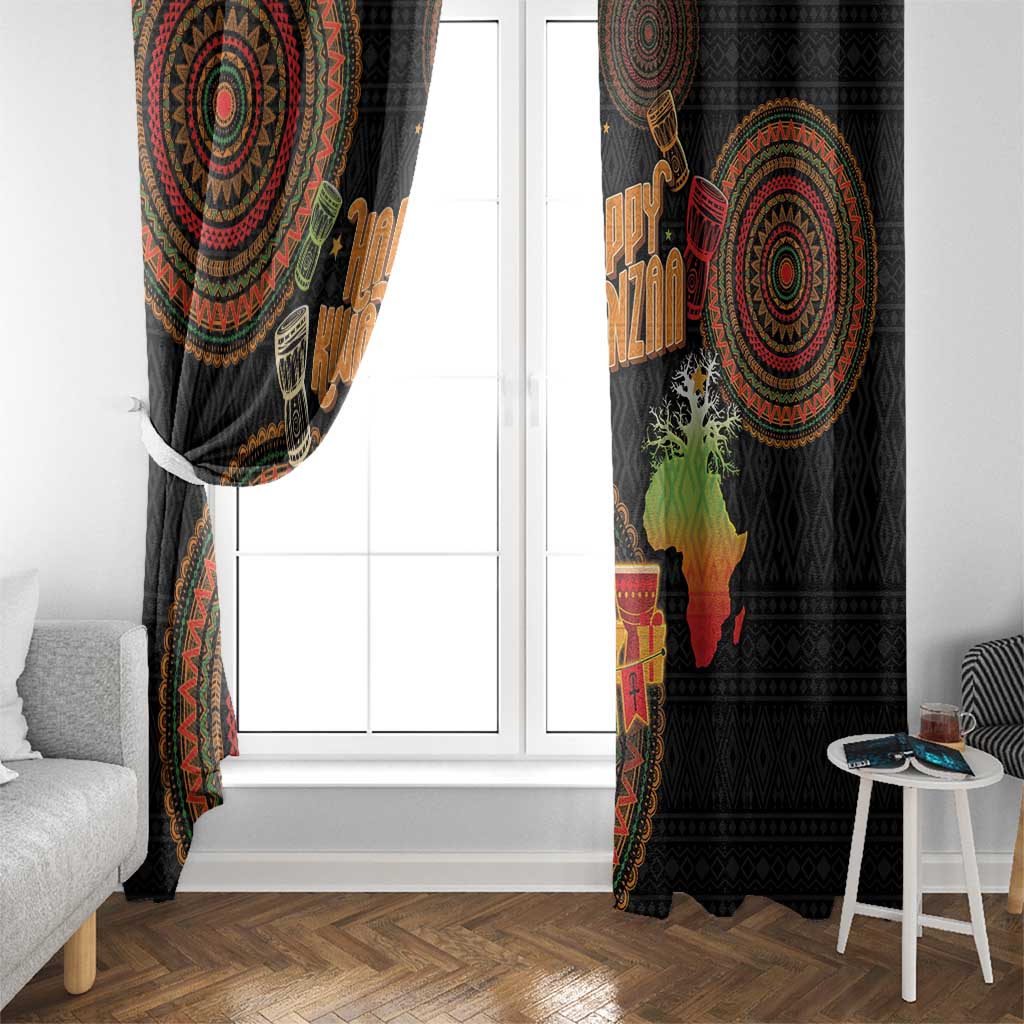 Kwanzaa Kinara Candles Window Curtain African Tribal Pattern LT05 - Wonder Print Shop
