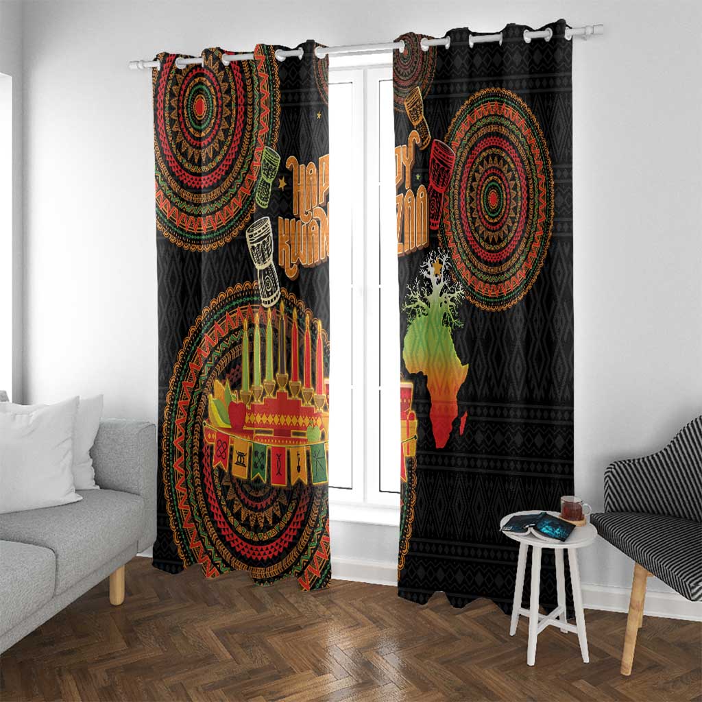 Kwanzaa Kinara Candles Window Curtain African Tribal Pattern LT05 - Wonder Print Shop
