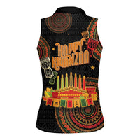 Kwanzaa Kinara Candles Women Sleeveless Polo Shirt African Tribal Pattern LT05 - Wonder Print Shop
