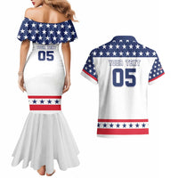 Custom United States Hockey Couples Matching Mermaid Dress and Hawaiian Shirt Go Champions USA
