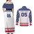 Custom United States Hockey Couples Matching Off Shoulder Maxi Dress and Long Sleeve Button Shirt Go Champions USA