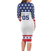 Custom United States Hockey Family Matching Long Sleeve Bodycon Dress and Hawaiian Shirt Go Champions USA