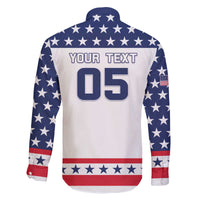 Custom United States Hockey Family Matching Off The Shoulder Long Sleeve Dress and Hawaiian Shirt Go Champions USA