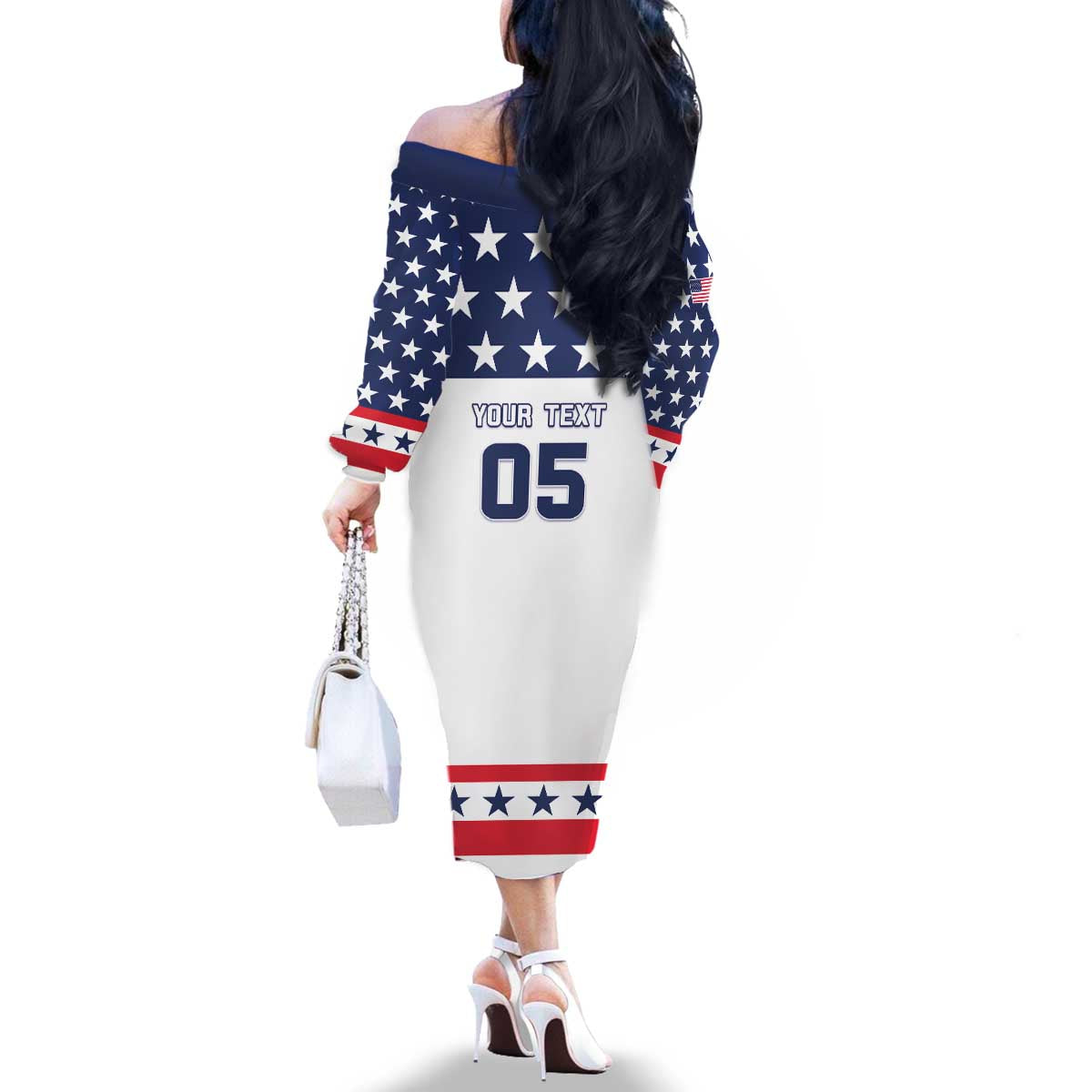 Custom United States Hockey Family Matching Off The Shoulder Long Sleeve Dress and Hawaiian Shirt Go Champions USA
