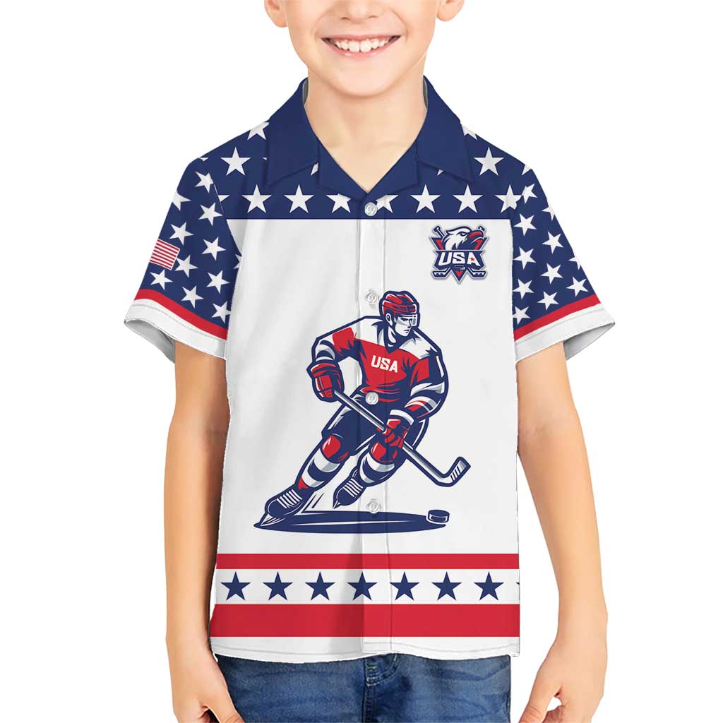 Custom United States Hockey Family Matching Short Sleeve Bodycon Dress and Hawaiian Shirt Go Champions USA