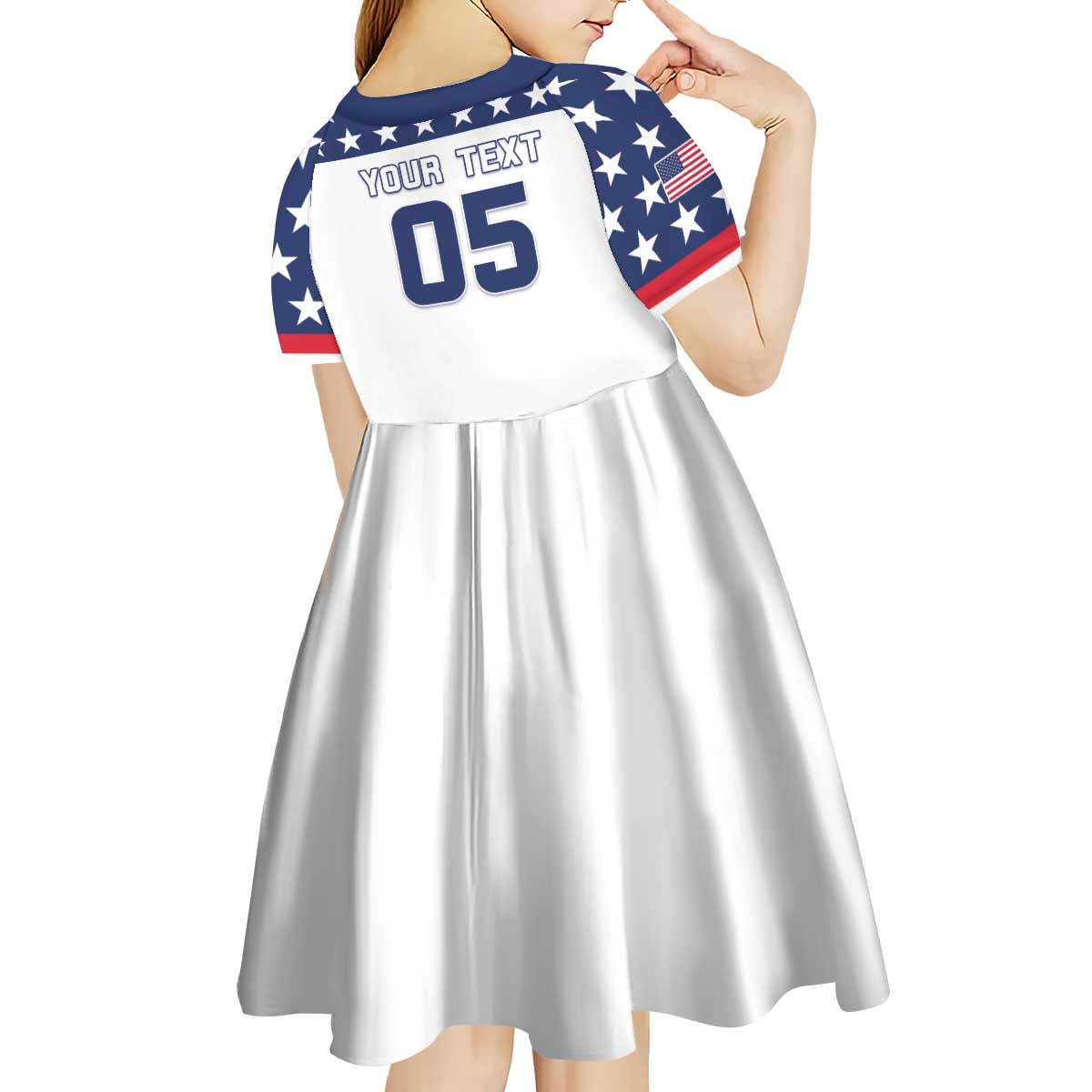 Custom United States Hockey Kid Short Sleeve Dress Go Champions USA