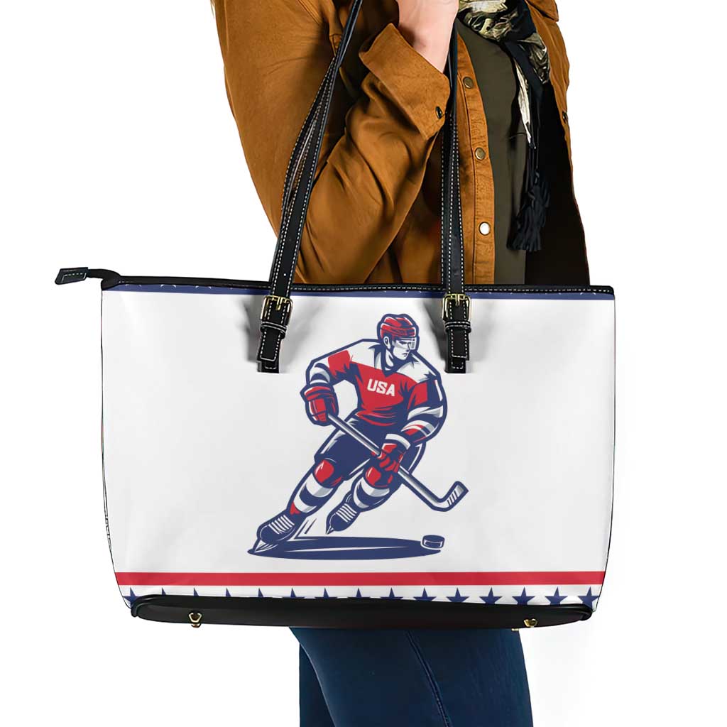 United States Hockey Leather Tote Bag Go Champions USA