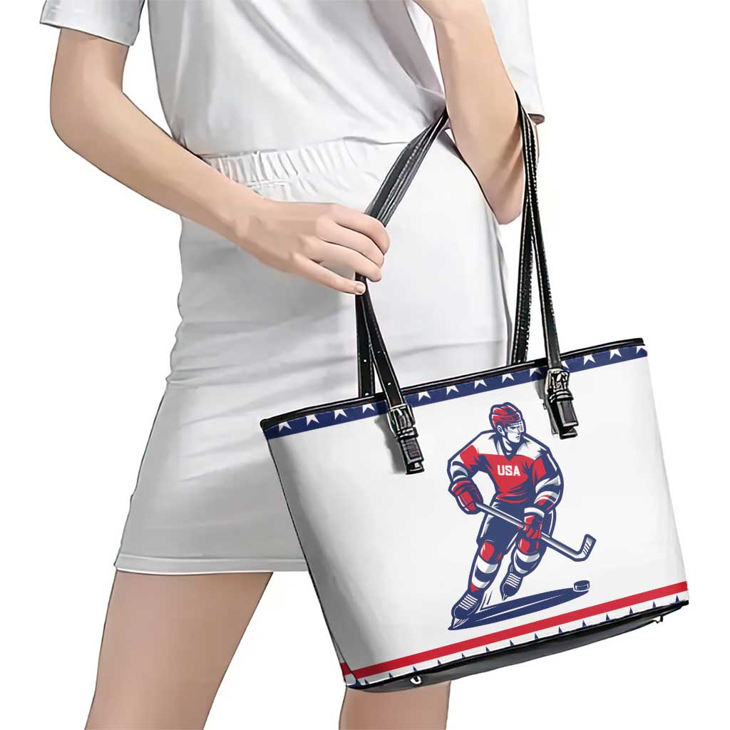 United States Hockey Leather Tote Bag Go Champions USA