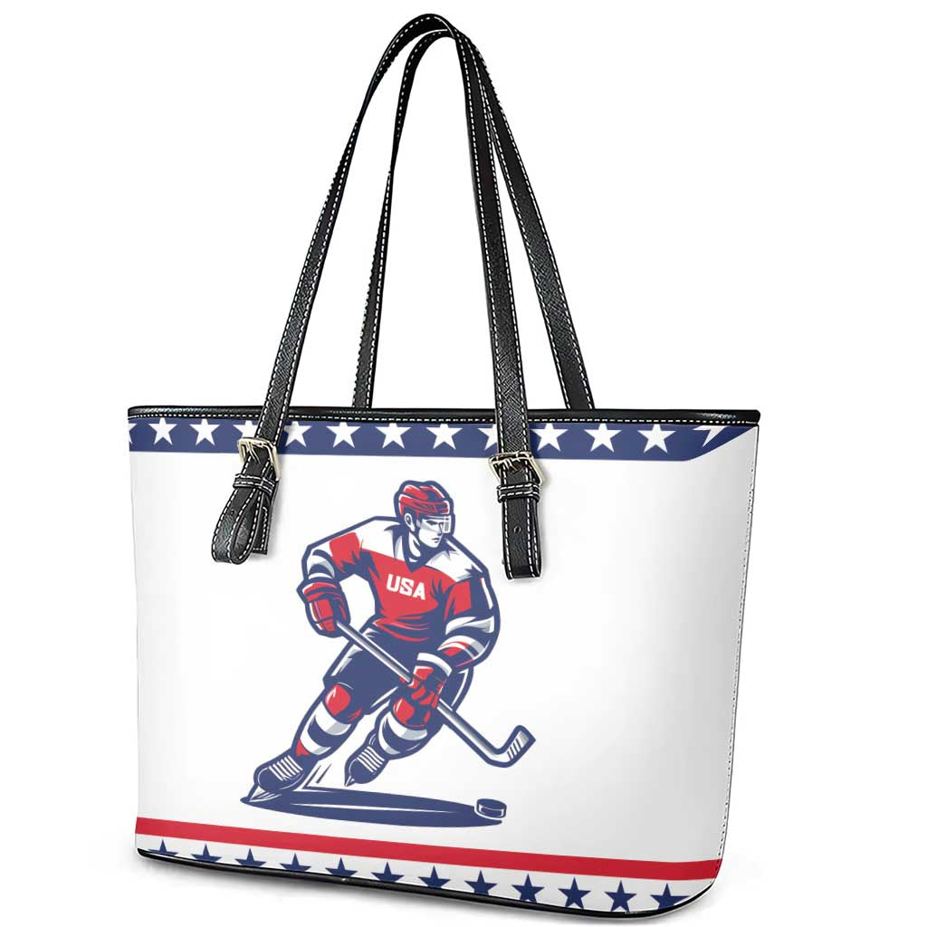 United States Hockey Leather Tote Bag Go Champions USA