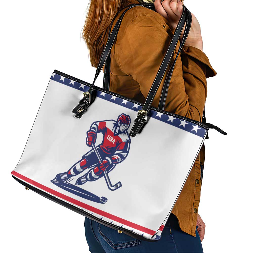 United States Hockey Leather Tote Bag Go Champions USA