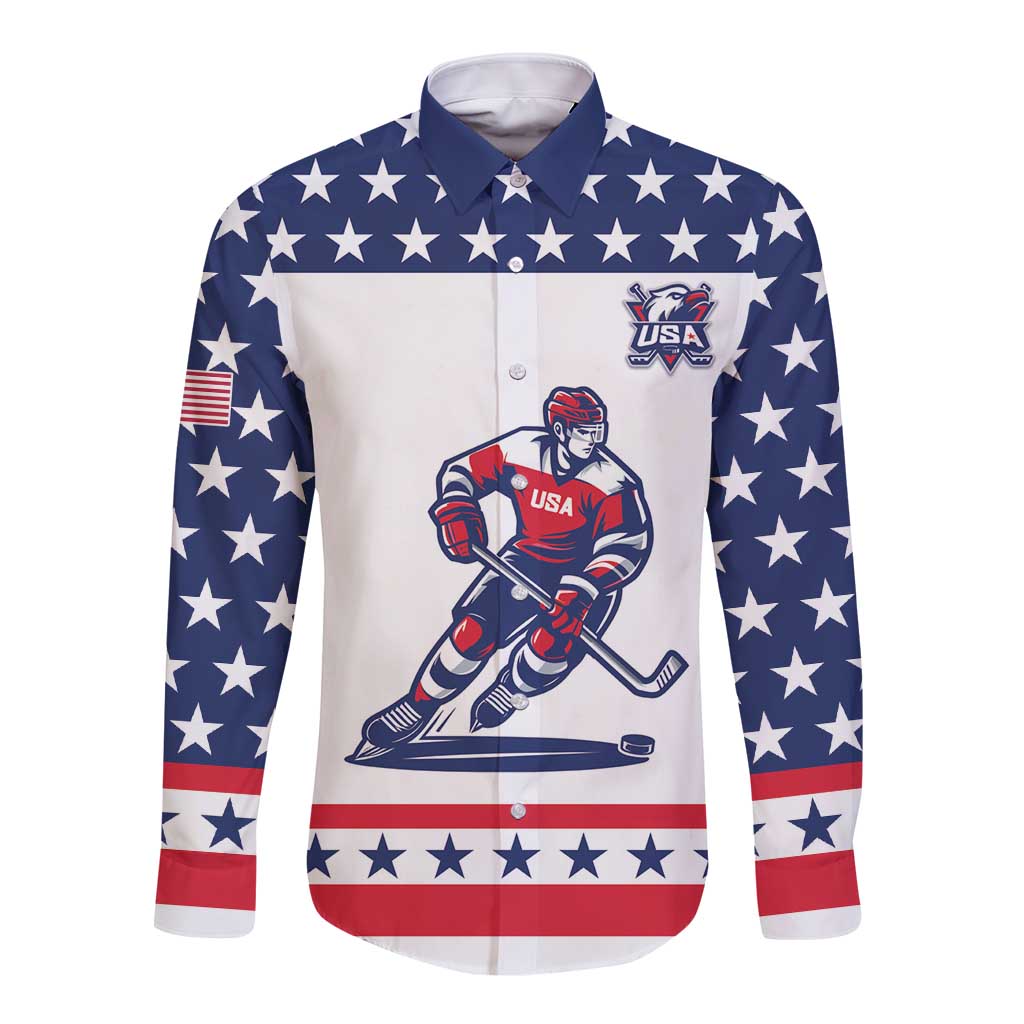 Custom United States Hockey Long Sleeve Button Shirt Go Champions USA