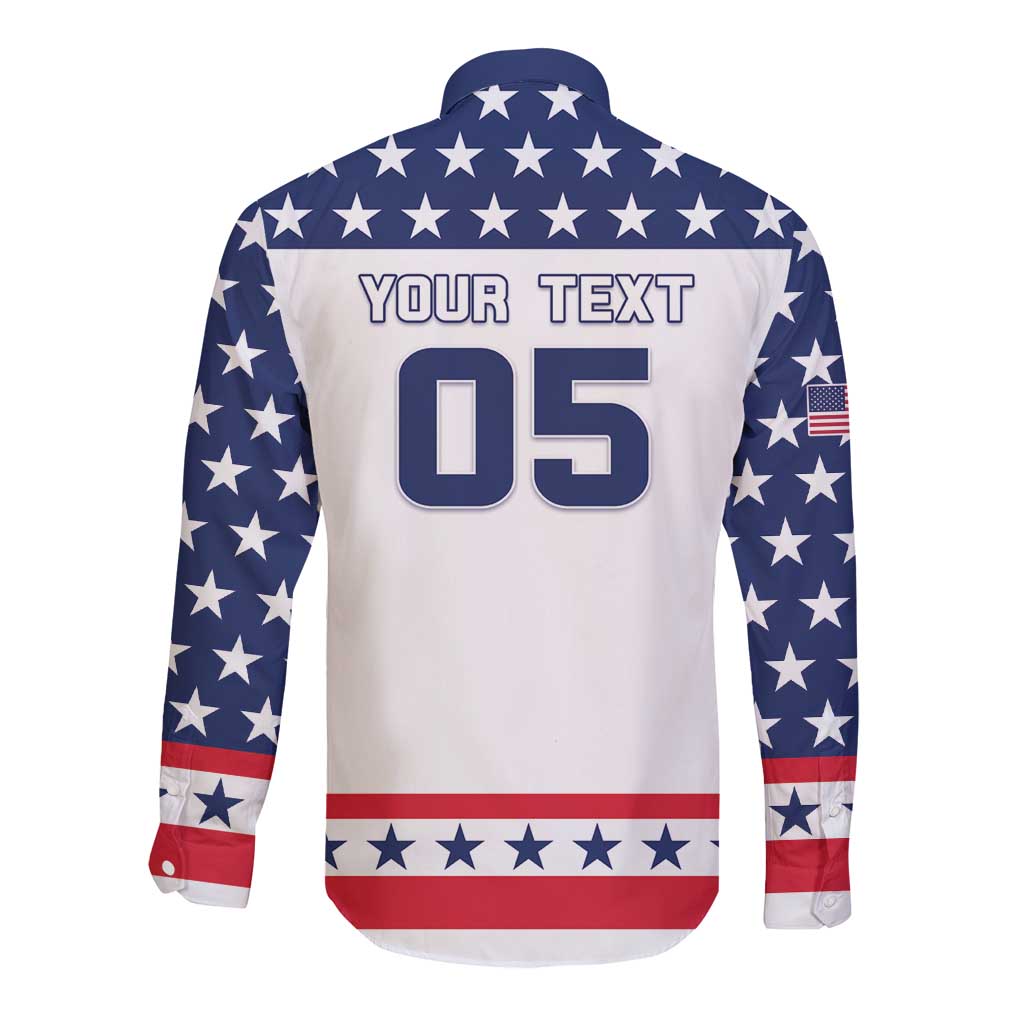 Custom United States Hockey Long Sleeve Button Shirt Go Champions USA