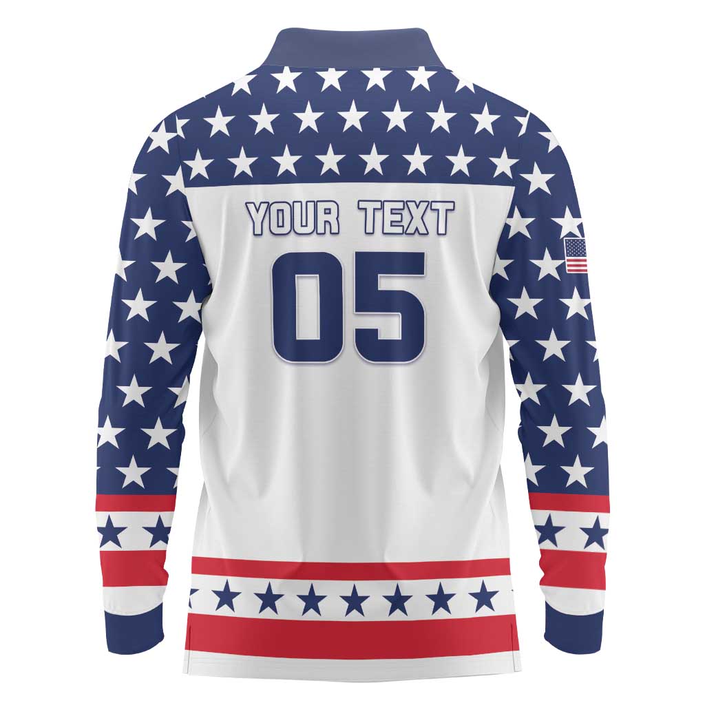 Custom United States Hockey Long Sleeve Polo Shirt Go Champions USA