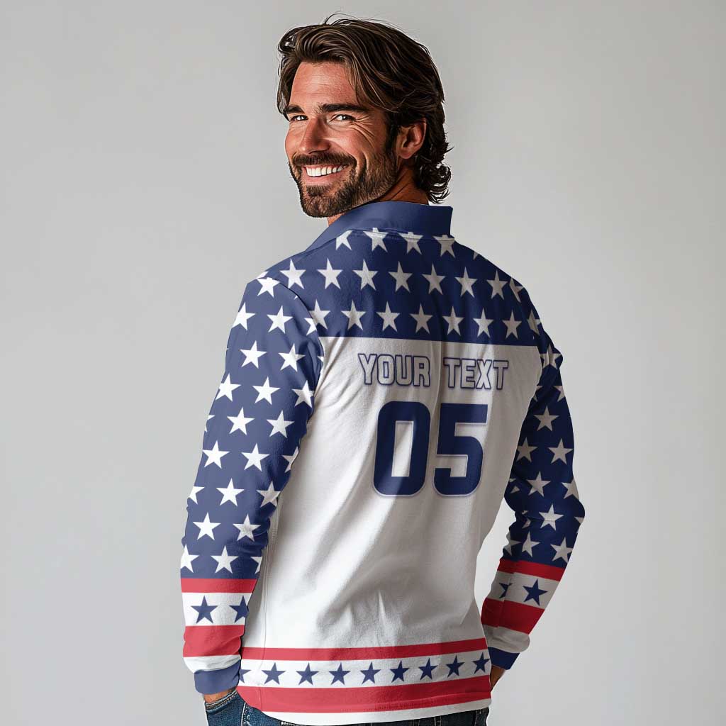 Custom United States Hockey Long Sleeve Polo Shirt Go Champions USA