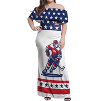 Custom United States Hockey Off Shoulder Maxi Dress Go Champions USA