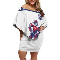 Custom United States Hockey Off Shoulder Short Dress Go Champions USA